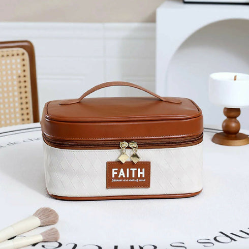 PU Leather Makeup Bag with Brush Holder